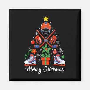 Merry Stickmas Funny Hockey Christmas For Players Magnet