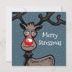 Merry Stressmas with Rudolph Christmas Card