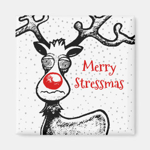 Merry Stressmas with Rudolph the Reindeer Magnet