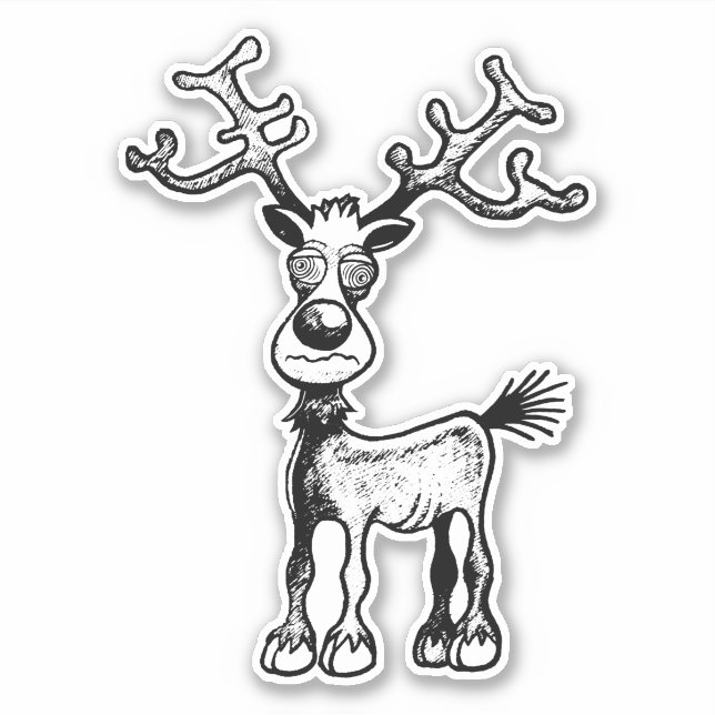 Merry Stressmas with Rudolph the Reindeer Sticker (Front)
