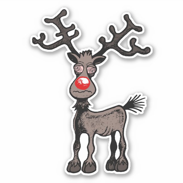 Merry Stressmas with Rudolph the Reindeer Sticker (Front)