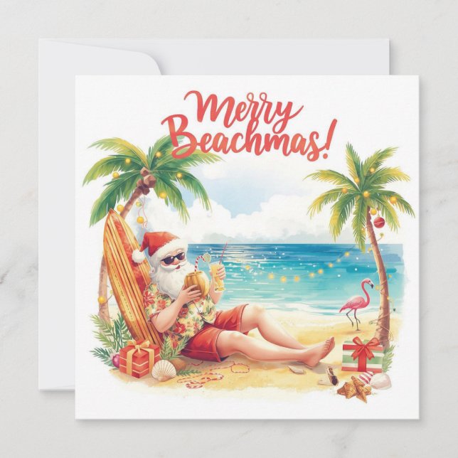 Merry Summer Holiday Santa at the beach  (Front)