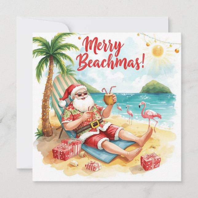 Merry Summer Holiday Santa at the beach  (Front)
