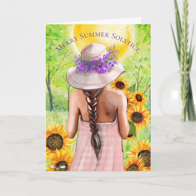 Merry Summer Solstice Litha Wiccan Sabbat Holiday  Card (Front)