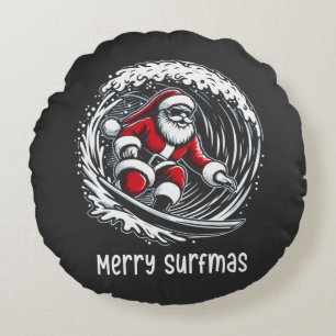 Merry Surfmas Round Cushion