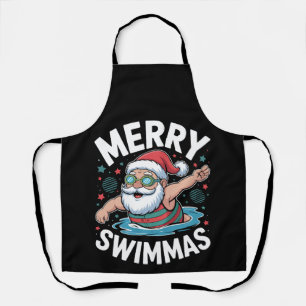 Merry Swimmas Christmas Santa Xmas Swimming Pool Apron