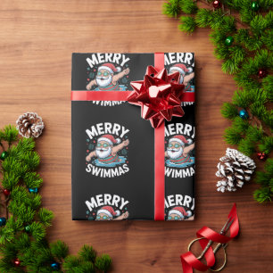 Merry Swimmas Christmas Santa Xmas Swimming Pool Wrapping Paper