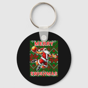Merry Swishmas Basketball Christmas Santa Claus Sl Key Ring