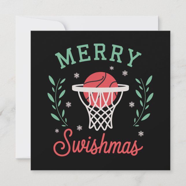 Merry Swishmas Basketball Christmas Sports Xmas  Holiday Card (Front)