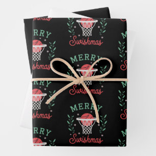 Merry Swishmas Basketball Christmas Sports Xmas Wrapping Paper Sheet
