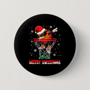 Merry Swishmas Basketball Funny Dabbing Basketball 6 Cm Round Badge