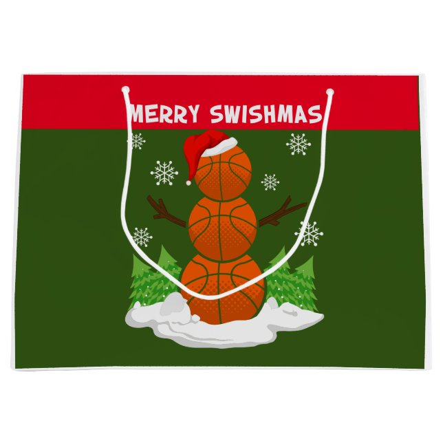 MERRY SWISHMAS Basketball Large Gift Bag (Front)
