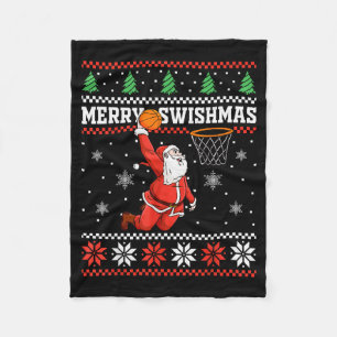 Merry Swishmas Basketball Snowman Christmas Ugly P Fleece Blanket