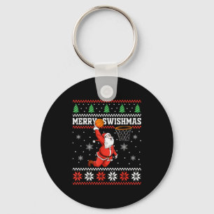 Merry Swishmas Basketball Snowman Christmas Ugly P Key Ring