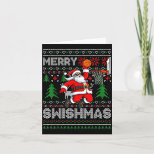 Merry Swishmas Basketball Ugly Christmas Santa Men Card