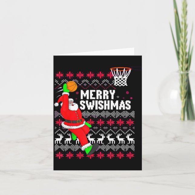 Merry Swishmas Basketball Ugly Christmas Xmas  Card (Front)