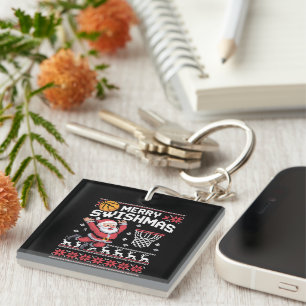 Merry Swishmas Basketball Ugly Christmas Xmas Key Ring
