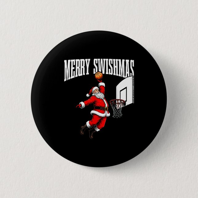 Merry Swishmas Basketball Ugly Christmas Xmas Men  6 Cm Round Badge (Front)