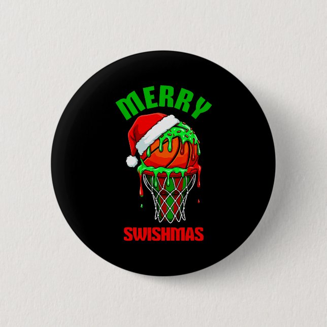 Merry Swishmas Basketball Ugly Christmas Xmas Men  6 Cm Round Badge (Front)
