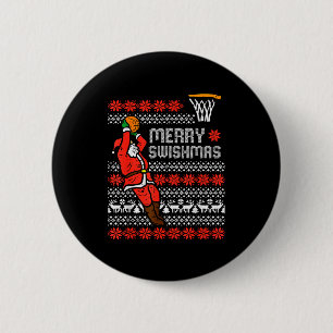 Merry Swishmas Basketball Ugly Christmas Xmas Men 6 Cm Round Badge