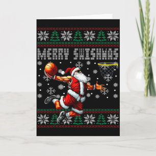 Merry Swishmas Basketball Ugly Christmas Xmas Men Card
