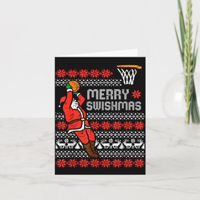 Merry Swishmas Basketball Ugly Christmas Xmas Men  Card (Front)