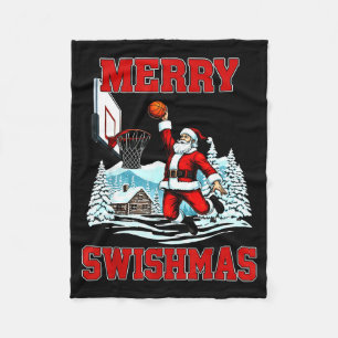 Merry Swishmas Basketball Ugly Christmas Xmas Men  Fleece Blanket