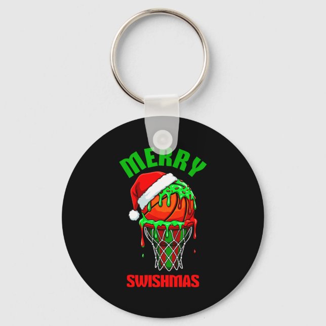 Merry Swishmas Basketball Ugly Christmas Xmas Men  Key Ring (Front)