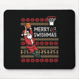 Merry Swishmas Basketball Ugly Christmas Xmas Men Mouse Mat