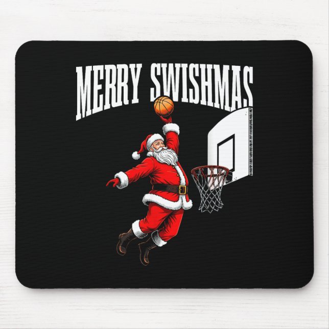 Merry Swishmas Basketball Ugly Christmas Xmas Men  Mouse Mat (Front)