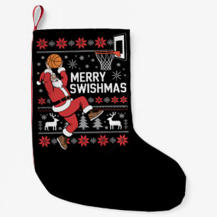 Merry Swishmas Basketball Ugly Christmas Xmas Small Christmas Stocking