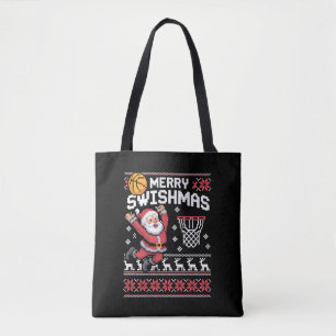 Merry Swishmas Basketball Ugly Christmas Xmas Tote Bag