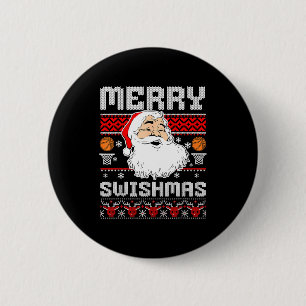 Merry Swishmas Basketball Xmas Ugly Christmas Men  6 Cm Round Badge