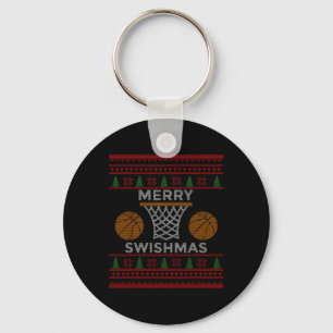 Merry Swishmas Bysketbyll Fun Cool Boy Christmas Key Ring