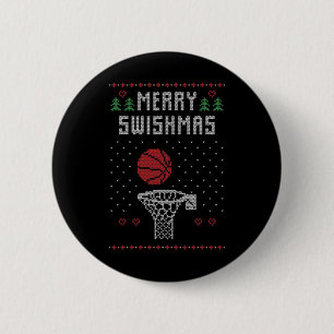 Merry Swishmas Bysketbyll Ugly Christmas S 6 Cm Round Badge