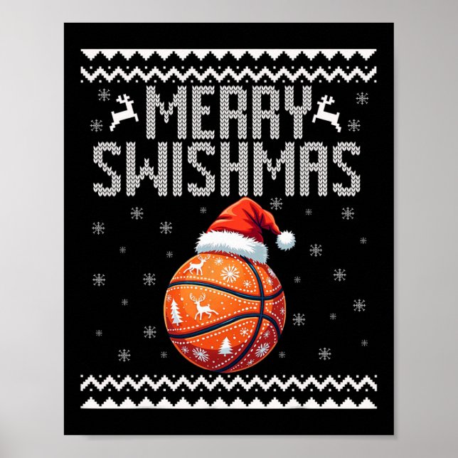 Merry Swishmas Christmas Bysketll Ugly Youth Sweat Poster (Front)