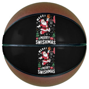 Merry Swishmas Christmas Santa Playing Basketball 