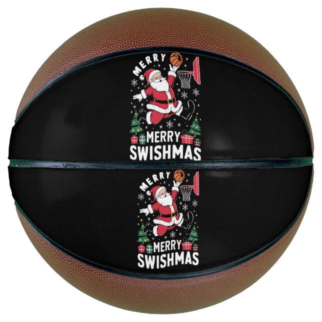 Merry Swishmas Christmas Santa Playing Basketball  (Front)