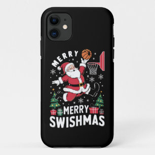 Merry Swishmas Christmas Santa Playing Basketball  iPhone 11 Case