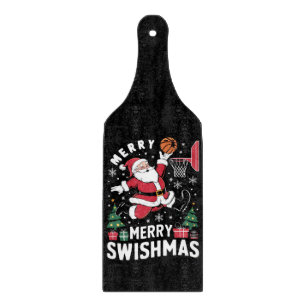 Merry Swishmas Christmas Santa Playing Basketball  Cutting Board