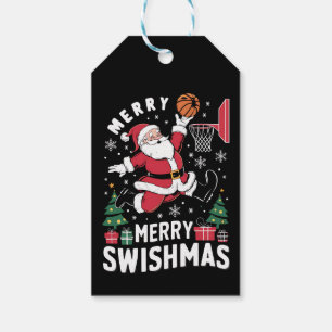 Merry Swishmas Christmas Santa Playing Basketball  Gift Tags
