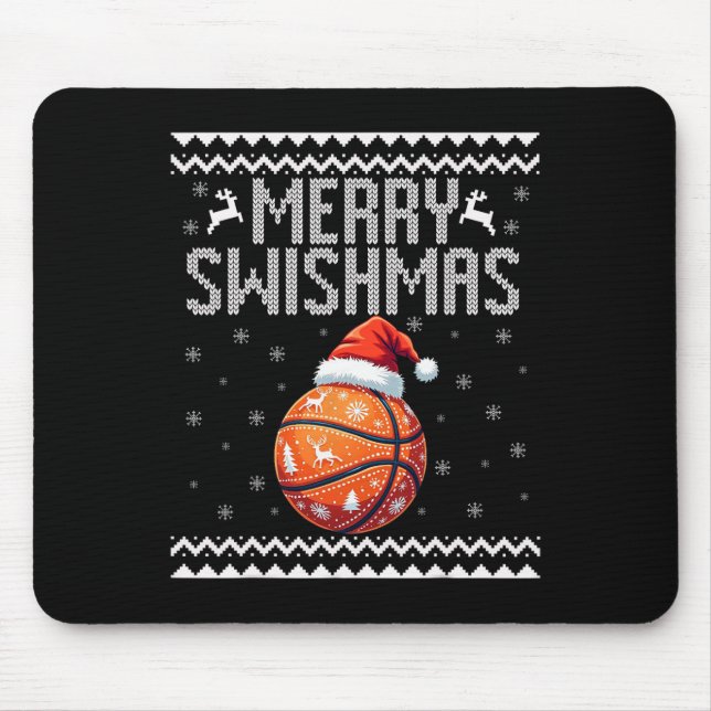 Merry Swishmas Christmas Sketll Ugly Youth Sweater Mouse Mat (Front)