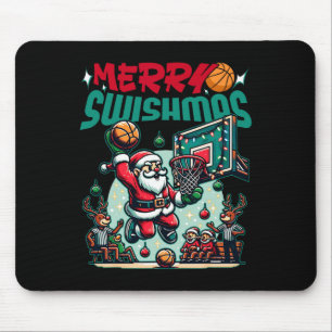 Merry Swishmas Christmas Xmas Basketball Funny Mouse Mat