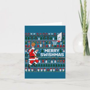 Merry Swishmas Santa Basketball Ugly Sweater Style Card