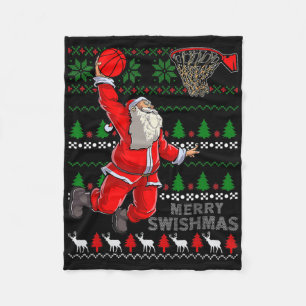 Merry Swishmas Santa Bysketbyll Byll Ugly Christma Fleece Blanket