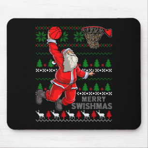Merry Swishmas Santa Bysketbyll Byll Ugly Christma Mouse Mat