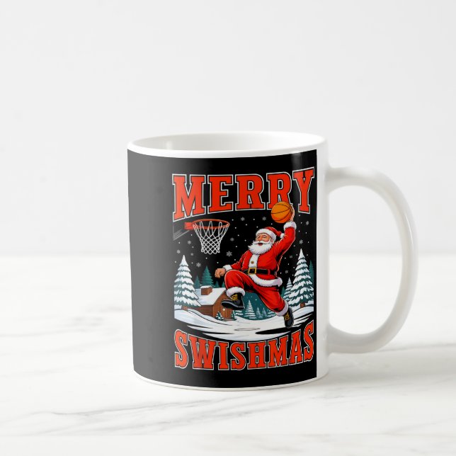 Merry Swishmas Santa Playing Basketball Christmas  Coffee Mug (Right)