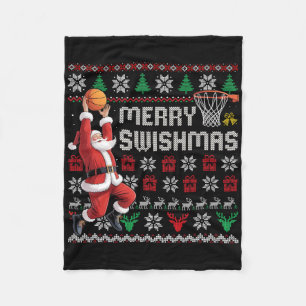 Merry Swishmas Sketll Ugly Christmas Sweater Men B Fleece Blanket