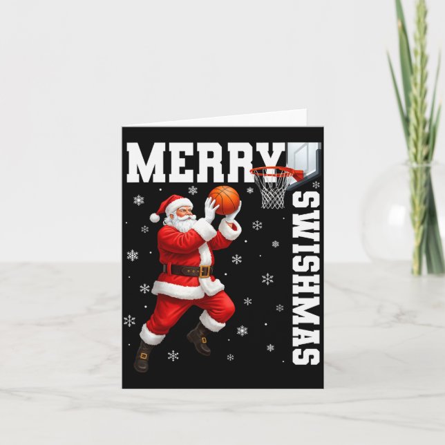 Merry Swishmas Srt Christmas Basketball Xmas Men B Card (Front)