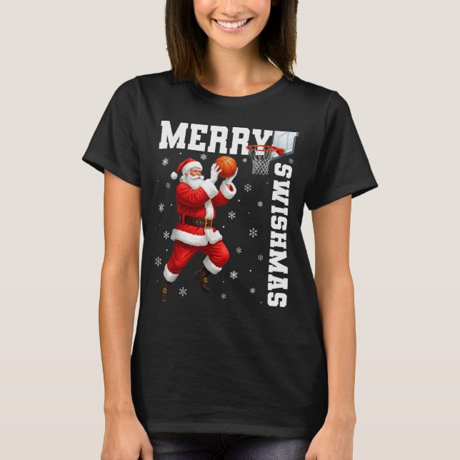 Merry Swishmas Srt Christmas Basketball Xmas Men B T-Shirt (Front)
